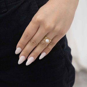 Lovoda Rosaline Pearl Adjustable Stainless Steel 14k Gold Plated Cocktail